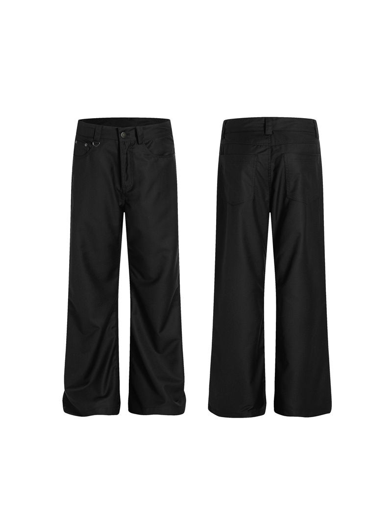 Unisex Cleanfit Black & Blue Flared Denim Pants - 90s Vintage Drape, Straight-Leg Casual Trousers For Men & Women_mkmklike.com