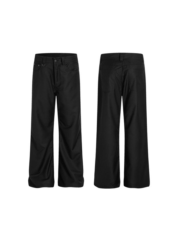 Unisex Cleanfit Black & Blue Flared Denim Pants - 90s Vintage Drape, Straight-Leg Casual Trousers For Men & Women_mkmklike.com