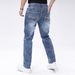 Men's Embroidered Slim-Fit Jeans – Stretch Denim Pants With Intricate Stitching (S-2XL, Mid-Rise, Washed Blue)_mkmklike.com