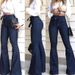 High Waisted Slightly Elastic Wide Leg Jeans For Women Drawstring Flared Hot Selling_mkmklike.com
