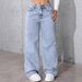 Retro Style Draped Jeans High Waisted Wide Leg Loose Straight Leg Trousers Women's Clothing Denim Relaxed Everyday Wear Versatile Comfortable_mkmklike.com