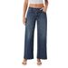 Women's Asymmetric Low-Rise Zip-Fly Jeans - Vintage-Inspired Straight-Leg Denim Pants With High Stretch (Dark Blue, Light Blue, Black)_mkmklike.com