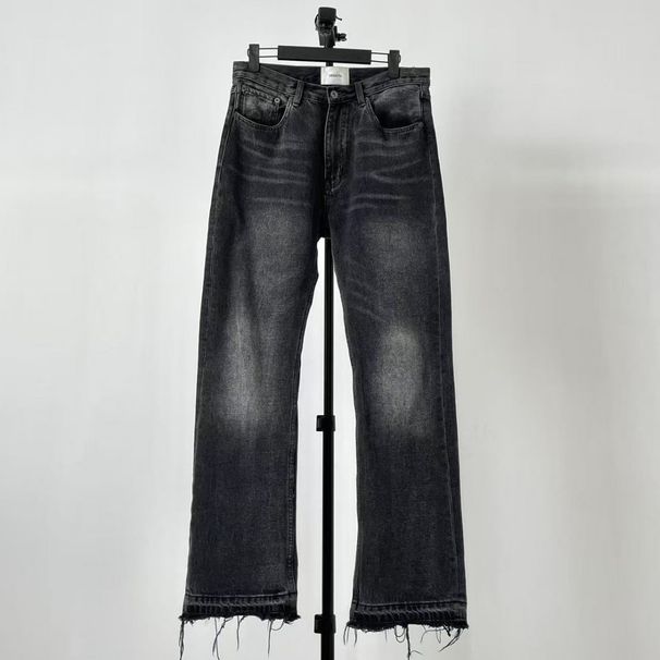 Vintage Black Fringe Bootcut Jeans – Distressed Washed Denim Pants With Retro Styling Fashion Trends_mkmklike.com