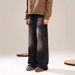 Men's Clothing High Street Retro Rhizome Print Wide Leg Jeans Washed And Distressed Loose And Versatile Straight Leg Floor Length Trousers Trend_mkmklike.com