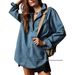Women's Clothing V-Neck Denim Jacket – Trendy Long Sleeve Overshirt (Casual, Lightweight & Versatile Layering Piece)_mkmklike.com
