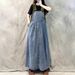 Wind Splicing Denim Dress 2025 New Summer Loose Slimming Plus Casual Suspender Long Skirt_mkmklike.com