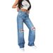 Women's High Waist Relaxed Fit Washed Denim Jeans Straight Leg Casual Trousers For Streetwear Fashion (XS-5XL)_mkmklike.com