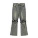 American Street Style Knee-Ripped Belt Jeans Unisex Punk Motorcycle Workwear Long Pants Trendy_mkmklike.com