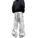 Washed Ash Camouflage Multi-pocket Tooling Heavy Outdoor Logging Pants American Retro Vibe Wide-leg Straight Jeans_mkmklike.com