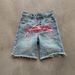 Men's Clothing Retro Washed Loose Shorts Personality Trend Pattern Street Straight Jeans Men_mkmklike.com