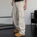 Men's American Retro Distressed Cargo Jeans Loose Straight Leg Wide Leg High Street Trendy Hip Hop Style New Autumn Collection_mkmklike.com