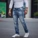 Men's Slim Fit Stretch Jeans Business Casual Straight Leg Long Pants Mid Waist Machine Washable_mkmklike.com