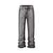 Patchwork Loose Fitting Slightly Flared Distressed Jeans High Street Fashion Mid Waist Cotton Blend Men And Women's Blue Jeans_mkmklike.com