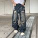 Men's Clothing Summer Street Retro Washed Knife Cut Ripped Jeans Unisex High Street Flared Slimming Floor Mopping Pants_mkmklike.com
