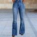 High-Waisted Flared Jeans For Women - Autumn Stretch Denim Pants With Rhinestone Embellishments & Slimming Fit_mkmklike.com