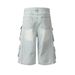 Men's Clothing Retro High Street Multi Pocket Distressed Washed Workwear Jeans Men's Trendy Street Loose Straight Shorts_mkmklike.com
