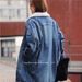 Women's Plus Size Fleece-Lined Denim Jacket With Sherpa Lining, Thick Long Coat For Winter, Casual & Elegant Style_mkmklike.com