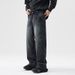 Men’s Oversized Straight-Leg Jeans – Classic Black Washed Denim Pants (65.5% Cotton, S-4XL), Relaxed Fit For Urban Streetwear & Casual Styling_mkmklike.com