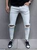 Men's Slim Fit Stretch Denim Jeans With Ripped Details - Mid Rise Skinny Pants For Casual & Streetwear_mkmklike.com