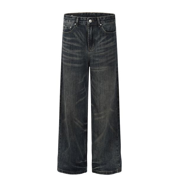 Punk Washed Denim Straight Men's Vintage Loose Dad Pants American Street Style Ins Casual Wide-Leg Trousers_mkmklike.com