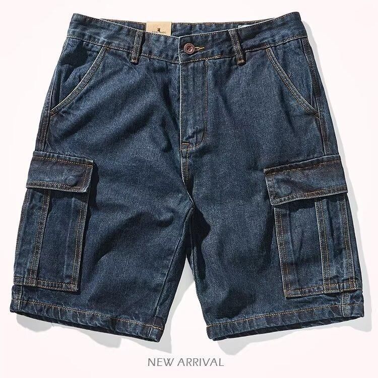 Men's Summer Trendy Brand Sports Casual Loose Fit Denim Shorts Five Point Pants Thin Design Large Size_mkmklike.com