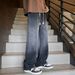 Men's Straight Leg Jeans Midweight mid Waist Black Trousers Slight Stretch American High Street Style Loose Fit for Spring/Autumn/Summer_mkmklike.com
