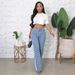 Women's Clothing Printed Three-Stripe High Waist Loose Straight Jeans For Women - Streetwear Denim Pants_mkmklike.com