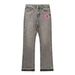 Men's Washed Vintage Jeans - Distressed Hem Fringe & Color Block Design With US Map Logo_mkmklike.com