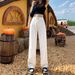 High Waist Straight Leg White Jeans For Women, Flowy Wide Leg Trousers, Stretchy Comfort Fit, Classic Denim Pants, Plus Size Available_mkmklike.com