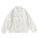 White Denim Jacket, Men's Loose Retro Workwear Jacket, Fashionable Lapel Casual Top_mkmklike.com