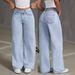 High-Waisted Wide-Leg Jeans For Women - Vintage Embroidered Butterfly Denim Pants, Sweet & Chic Casual Trousers_mkmklike.com