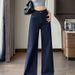 Denim Dark Blue Wide-Leg Jeans For Women, Autumn And Winter New Style, Draped Slim Fit, Versatile Retro High-Waisted_mkmklike.com