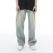 Men's Patchwork Deconstructed Jeans Trendy High Street Style Loose Straight Leg Wide Leg Retro Design_mkmklike.com