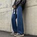 Men's Washed Denim Jeans Straight Leg Loose Fit Wide Leg American Style Trendy Casual Trousers For Spring And Autumn_mkmklike.com