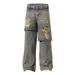 American Style Washed Cement Dyed Distressed Two-Piece Jeans For Men Vintage Loose Cat Whiskers Wasteland Straight_mkmklike.com