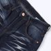 Men's Slim Fit Dark Blue Washed Jeans - Straight Leg Distressed Denim Pants With Patch Details For Casual Wear_mkmklike.com