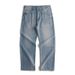 Men's Clothing Lightweight Tencel Lyocell Cool Stretch Washed Jeans - Loose Straight Leg Pants With Japanese Style (Light Blue)_mkmklike.com