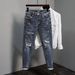 European Style Washed Jeans For Men, Summer Thin Slim Fit Ankle-Length Pants_mkmklike.com