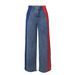 Women's High-Waisted Patchwork Denim Pants – Color-Block Straight Leg Jeans With Stretch_mkmklike.com