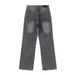 American Style Gray Elastic Waist Jeans For Men And Women, Floor-Length Loose Straight Wide-Leg Draped Pants_mkmklike.com