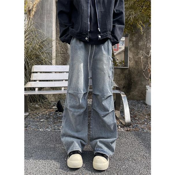 American Jeans 2025 Spring/Summer New High Street Fashion Brand Design Sense Loose Casual Pants Men's Clothing_mkmklike.com