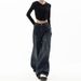Vintage Streetwear High Waist Wide Leg Jeans For Women - Retro Blue Denim Pants With Drop Hem & Button Details_mkmklike.com