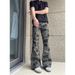 Galaxy Star Camo Print Vintage Washed Jeans For Men – Loose-Fit Distressed Denim Pants With Retro Streetwear Style_mkmklike.com