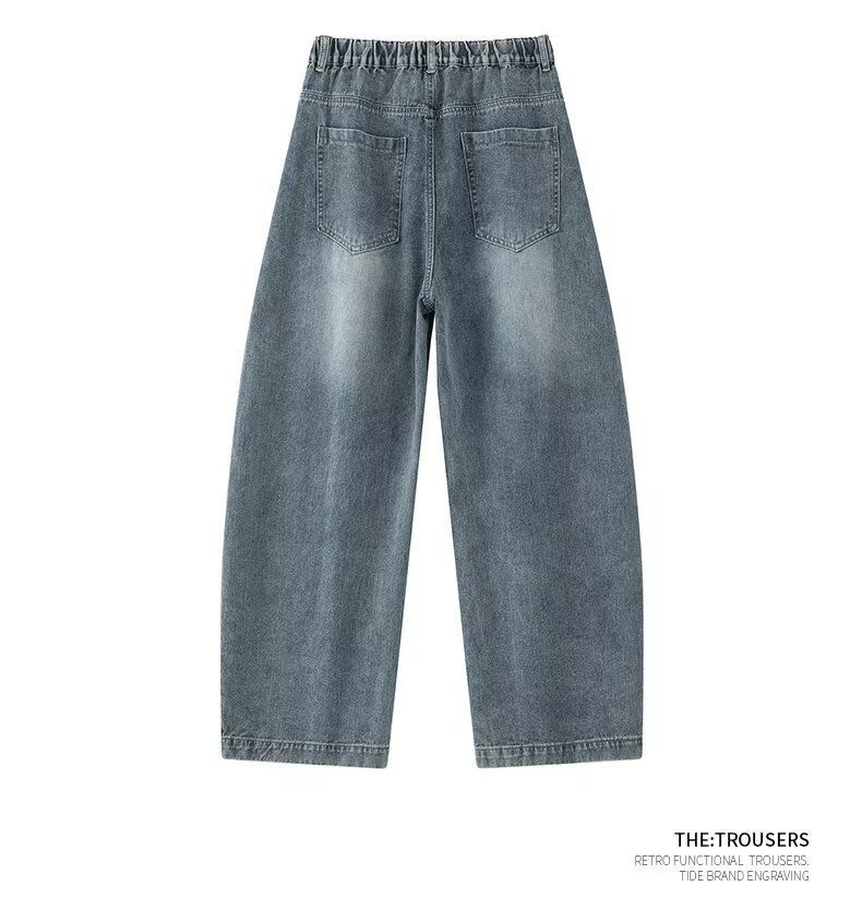 Vintage Blue Denim Jeans For Men - Classic Straight Leg Comfort Fit High Street Fashion Jeans With Button Fly_mkmklike.com