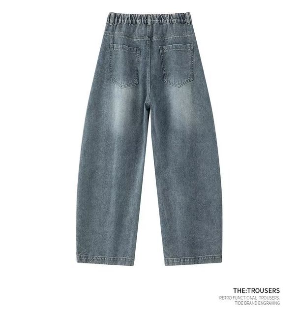 Vintage Blue Denim Jeans For Men - Classic Straight Leg Comfort Fit High Street Fashion Jeans With Button Fly_mkmklike.com