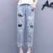 European Station New Heavy Duty Casual High Waist Slim Hot Brick Slim All Match Straight Nine Point Jeans Women's Trend_mkmklike.com