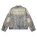 Vintage Washed Distressed Denim Jacket - Streetwear Boxy Fit With Bamboo Texture & Mud Dye For Men's Cleanfit Style_mkmklike.com