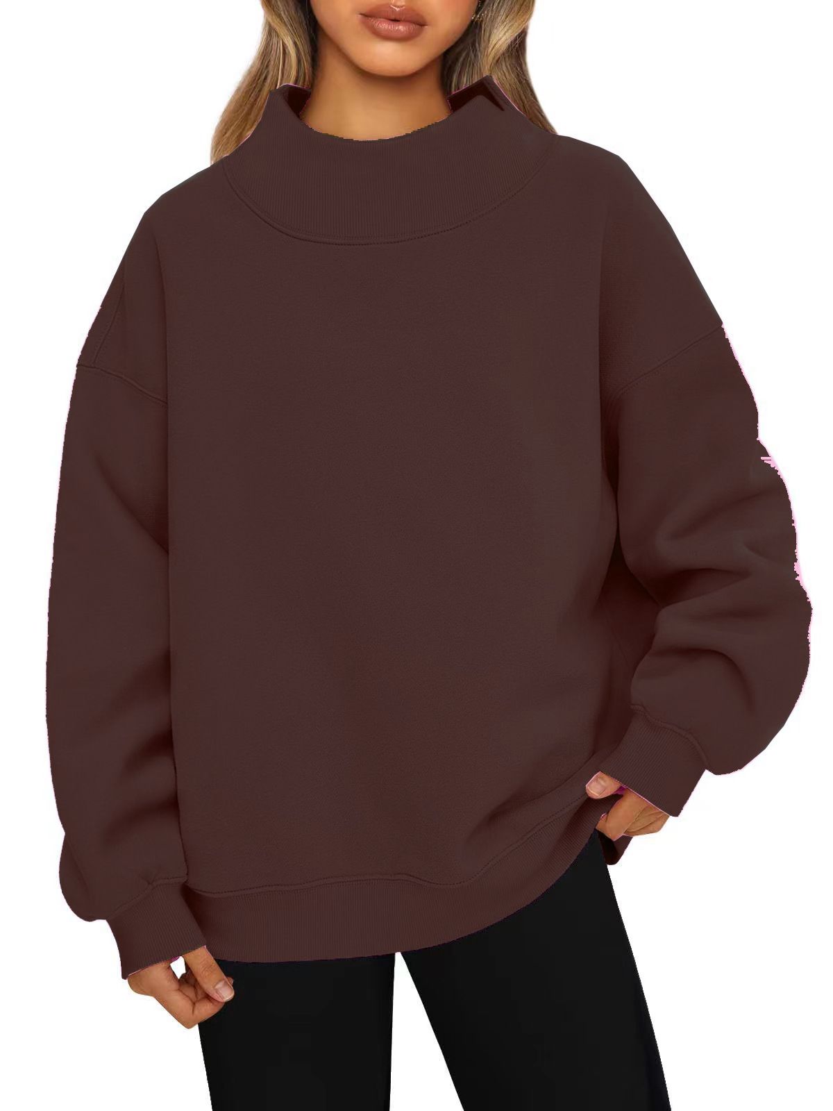 Women's sweatshirt long sleeve turtleneck pullover sweatshirt casual sweatshirt fleece top_mkmklike.com