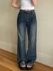 Women's Clothing New Fashion Straight Leg Jeans, Retro Loose Washed High Waisted Jeans For Women_mkmklike.com