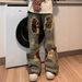 Men's Trendy Beggar Style Fake Hole Camouflage Patch Flared Straight Jeans Washed Niche Design Casual Pants_mkmklike.com